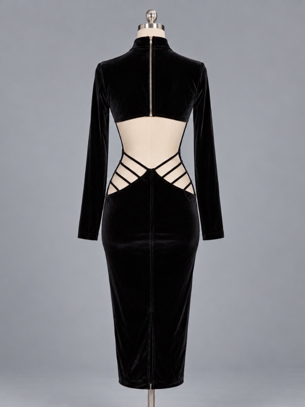 Rehab Black Velvet Cutout Midi Dress Size S NWT